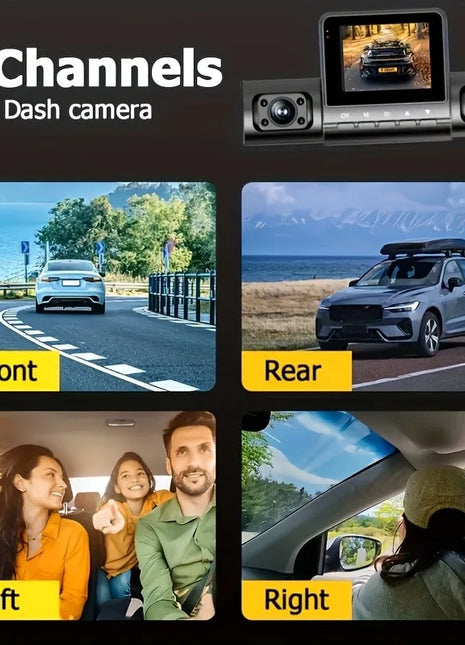 Car Dash Cam 4 Channel Black Box Driving Camera FHD 1080P Front and 720P Left Right Rear Night Vision Loop Recording 24H Parking - Riparo82