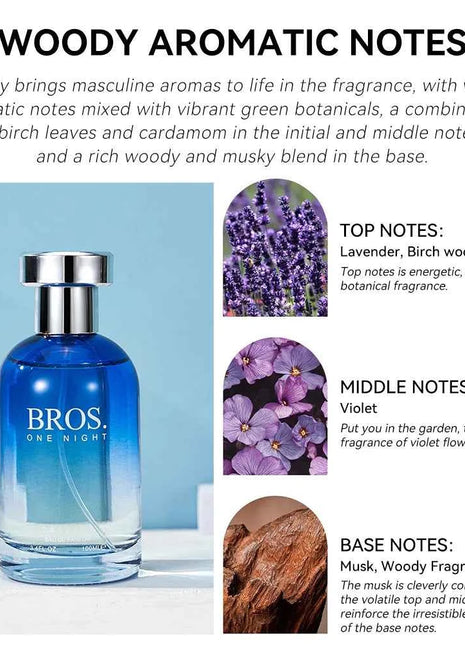 100ml 3.4fl.oz Charm Night Perfume for Men, Woody Aromatic Notes, Musk, Birch, Violet, Confidence Fragrance, Men's Eau de Parfum