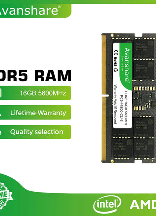 Avanshare Ram Memory DDR3 DDR4 DDR5 Sodimm 4GB 8GB 16GB 32GB 1333 1600 2400 2666 3200 5600MHz PC5 PC4 PC3L PC3 Laptop Computer - Riparo82