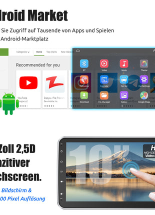 ESSSGOO 8-Core 360° Rotating Touchscreen Android 14 6+128G Wireless Apple Carplay Car Stereo 1 DIN GPS Navi 4G WiFi AM FM BT RDS - Riparo82