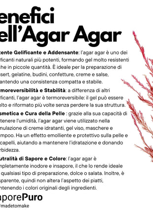 Agar Agar - E406 - Gelificante Naturale - Origine ITALIA