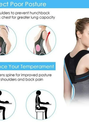 Back posture correction belt displayed flat on white background