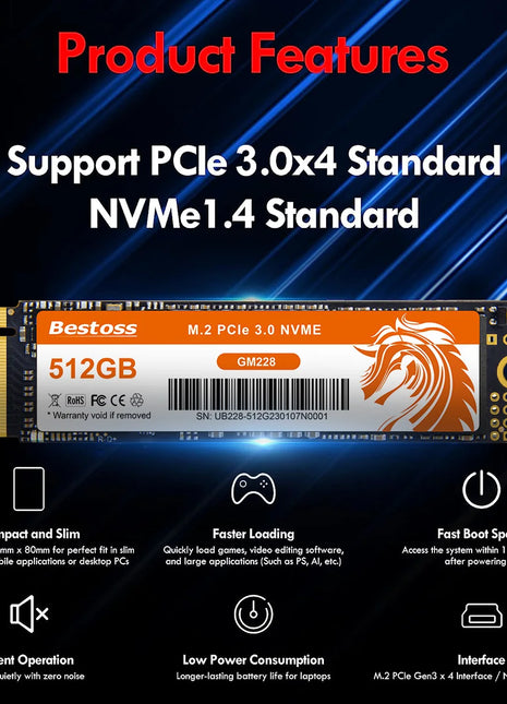 Bestoss Nvme M2 Ssd 1tb Notebook Ssd Nvme M2 256gb Diy Gaming Computer Internal Solid State Drives For Laptops GM228 - Riparo82