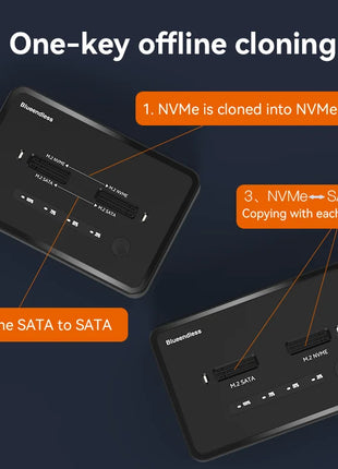Blueendless M.2 NVMe/M2 sata Duplicator Dual-Bay Offline Clone USB C to NVME Docking Station One-Key Offline Clone ssd dock - Riparo82