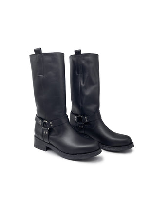 Stivale MAYA in Vera Pelle Nero con cavigliera