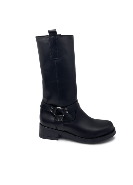 Stivale MAYA in Vera Pelle Nero con cavigliera