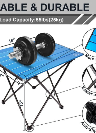 Camping Table Folding Portable Camp Side Table Aluminum Lightweight Carry Bag Beach Outdoor Hiking Picnics Bbq Cooking Dining - Riparo82