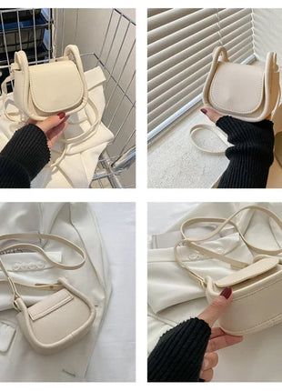 Candy Color Fashion PU Leather Mini Crossbody Bag Shoulder Bags for Women Small Saddle Bag Lipstick Coin Money Pouch Card Holder - Riparo82