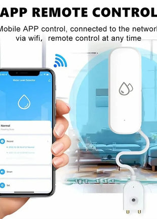 Compact WiFi/Zigbee water detection device with smartphone control