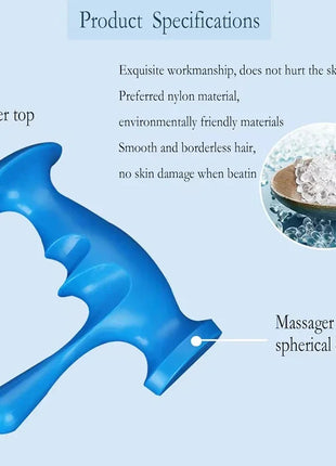 Compact handheld massager next to yoga mat
