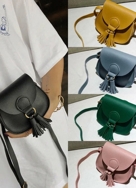 Cute Princess Accessories Kids Coin Purse Handbags Cute Girls Baby Tassel Crossbody Bags PU Leather Children Small Shoulder Bag - Riparo82