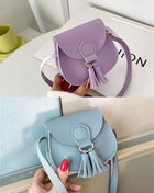Cute Princess Accessories Kids Coin Purse Handbags Cute Girls Baby Tassel Crossbody Bags PU Leather Children Small Shoulder Bag - Riparo82