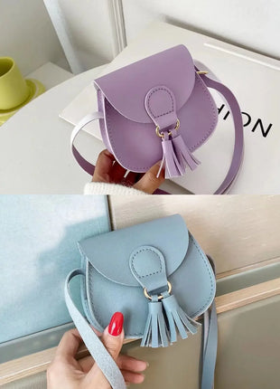 Cute Princess Accessories Kids Coin Purse Handbags Cute Girls Baby Tassel Crossbody Bags PU Leather Children Small Shoulder Bag - Riparo82