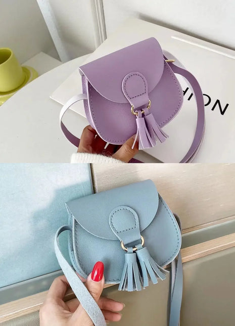 Cute Princess Accessories Kids Coin Purse Handbags Cute Girls Baby Tassel Crossbody Bags PU Leather Children Small Shoulder Bag - Riparo82