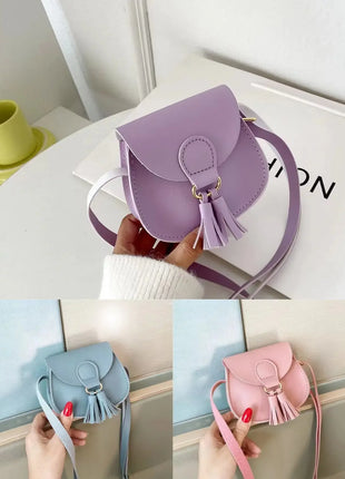 Cute Princess Accessories Kids Coin Purse Handbags Cute Girls Baby Tassel Crossbody Bags PU Leather Children Small Shoulder Bag - Riparo82