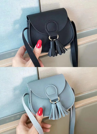 Cute Princess Accessories Kids Coin Purse Handbags Cute Girls Baby Tassel Crossbody Bags PU Leather Children Small Shoulder Bag - Riparo82