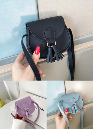 Cute Princess Accessories Kids Coin Purse Handbags Cute Girls Baby Tassel Crossbody Bags PU Leather Children Small Shoulder Bag - Riparo82