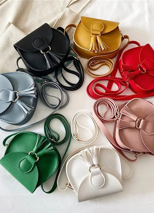 Cute Princess Accessories Kids Coin Purse Handbags Cute Girls Baby Tassel Crossbody Bags PU Leather Children Small Shoulder Bag - Riparo82
