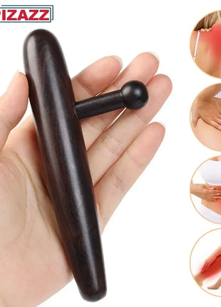 Deep tissue wooden massage tool placed on white surface