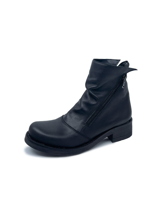 Stivaletto LILLY in Vera Pelle Nero con cerniere