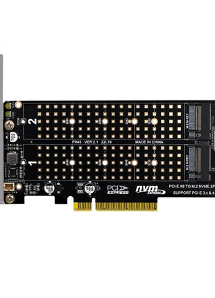 Dual M.2 NVME to PCI Express X8 4.0 Raid Controller PCIE Split Card 2 Ports M2 NVME M KEY for 2230 2242 2260 2280 22110 NVME SSD - Riparo82