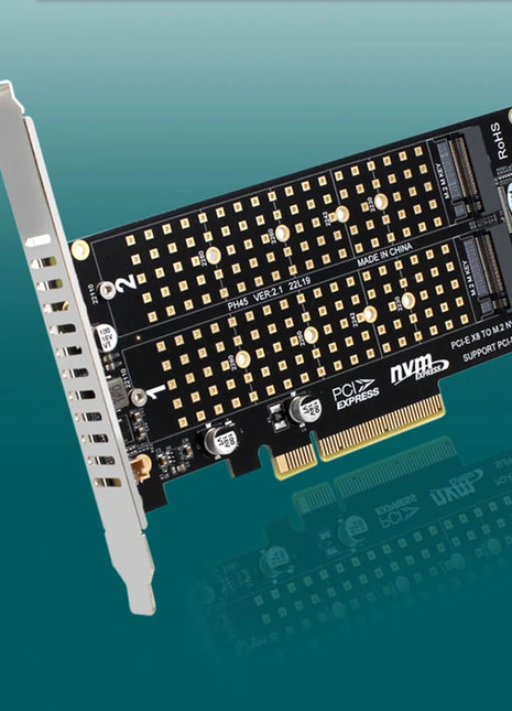 Dual M.2 NVME to PCI Express X8 4.0 Raid Controller PCIE Split Card 2 Ports M2 NVME M KEY for 2230 2242 2260 2280 22110 NVME SSD - Riparo82
