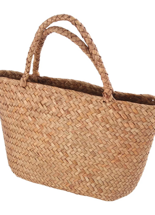 Durable Casual Straw Bag Natural Wicker Tote Bags Women Braided Handbag For Garden Handmade Mini Woven Rattan Bags - Riparo82