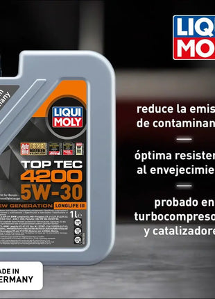 LIQUI MOLY Top Tec 4200 5W-30 Nuova generazione |   1 litro o 5 litri |   Tecnologia di sintesi Olio motore |   8972/8973