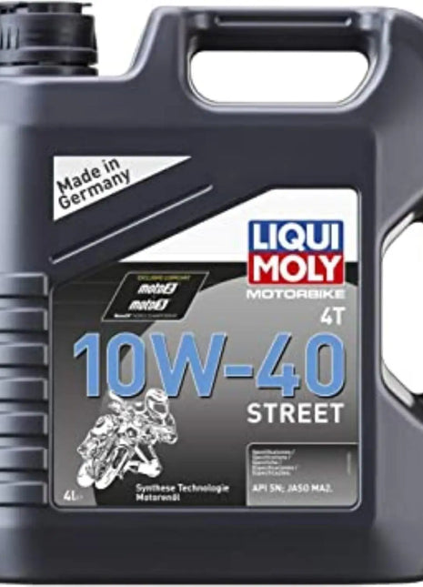 Olio per motociclette Liqui Moly 10W40 Street HC |   4 litri |   Semi-sintetico: massima protezione e prestazioni