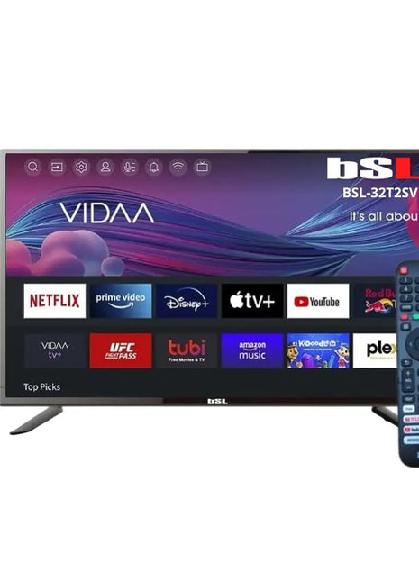 Bsl-32t2sv vidaa smart tv 32 inch wifi rj45 hd1366x720p usb dvbt2/s2/c in hd hevc youtube netflix disney + dazn prime 3 hdmi and 2 usb multimedia remote keycaps direct access to major platforms. - Riparo82