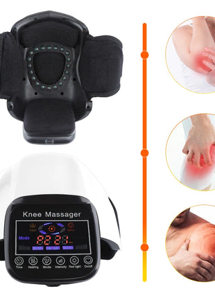 Electric infrared knee massager placed on knee joint
