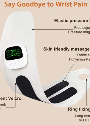 Electric wrist massager displayed flat on white background