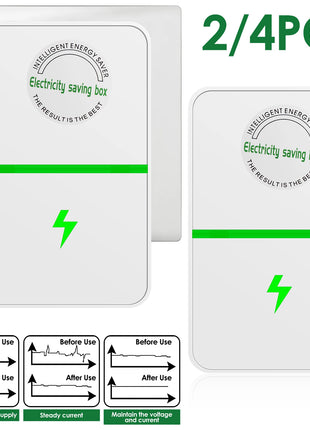 Electricity saver box with indicator light and compact rectangular shape
