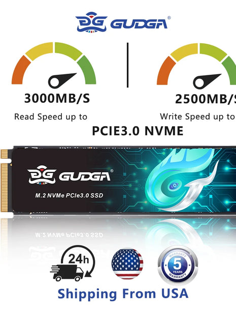 GUDGA SSD NVME M2 512GB 1TB Drive Solid Hard 2280 M.2 PCIe 3.0 Hard Drive Disk Internal Solid State for Laptop Tablets Desktop - Riparo82