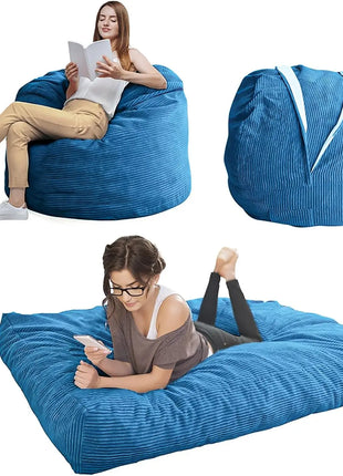 Giant Bean Bag Chair Bed For Adults, Convertible Beanbag Folds From Lazy Chair To Floor Mattr Bed, Large Floor Sofa Couch, Big - Riparo82