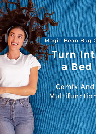 Giant Bean Bag Chair Bed For Adults, Convertible Beanbag Folds From Lazy Chair To Floor Mattr Bed, Large Floor Sofa Couch, Big - Riparo82