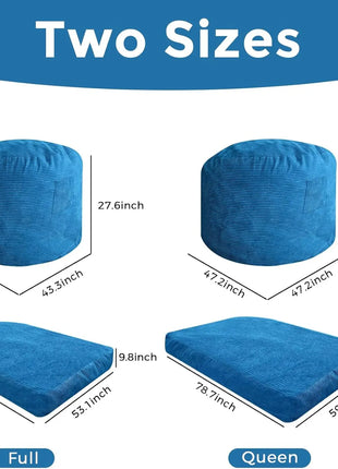 Giant Bean Bag Chair Bed For Adults, Convertible Beanbag Folds From Lazy Chair To Floor Mattr Bed, Large Floor Sofa Couch, Big - Riparo82