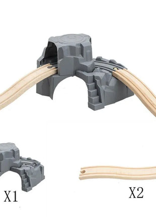 Accessori per binari del treno in legno a doppio tunnel in plastica grigia Accessori per binari a tunnel Giocattoli ferroviari in legno compatibili con binari Thomas Biro - riparo82