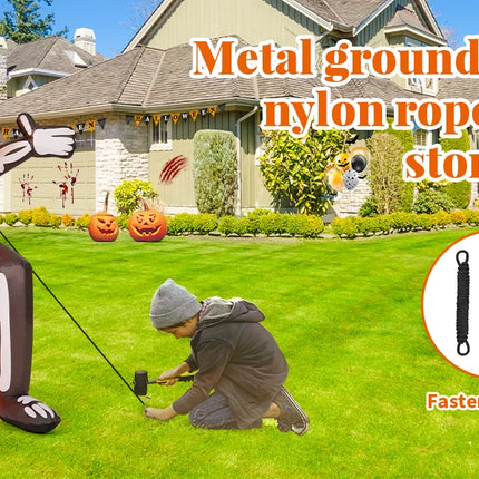 COMIN 5FT Halloween Inflatable Skull Skeleton Pumpkin Head Built-in LEDs for Indoor Outdoor Yard Lawn Decorations for Parties