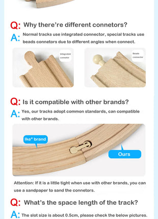 Nuovi tipi di parti di cingoli in legno Pista ferroviaria in legno di faggio Accessori per giocattoli adatti a tutte le marche Piste in legno Giocattoli per regali per bambini - riparo82