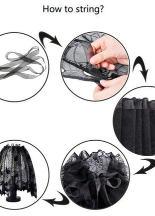 Lampshade Halloween Bat Cobweb Lamp Shade Cover Lace Ribbon Curtain Fireplace Party Decoration Supplies Tools - Riparo82