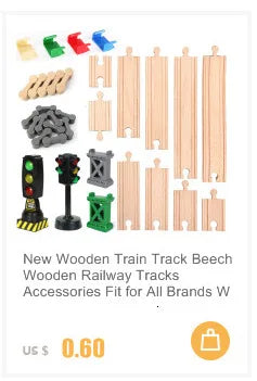 NUOVO Set di binari in legno Pacchetto di espansione per binari in legno di faggio Set di binari ferroviari adatti per tutte le marche Treni Giocattoli per regali per bambini