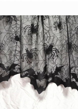 Lampshade Halloween Bat Cobweb Lamp Shade Cover Lace Ribbon Curtain Fireplace Party Decoration Supplies Tools - Riparo82