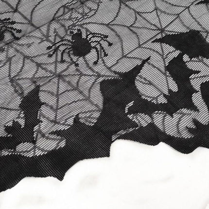 Lampshade Halloween Bat Cobweb Lamp Shade Cover Lace Ribbon Curtain Fireplace Party Decoration Supplies Tools