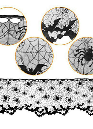 Lampshade Halloween Bat Cobweb Lamp Shade Cover Lace Ribbon Curtain Fireplace Party Decoration Supplies Tools - Riparo82
