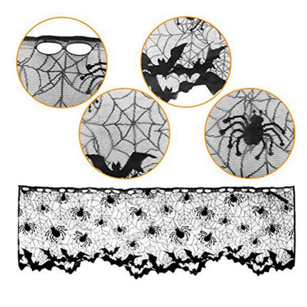 Lampshade Halloween Bat Cobweb Lamp Shade Cover Lace Ribbon Curtain Fireplace Party Decoration Supplies Tools