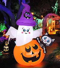 COMIN 6 FT Halloween Inflatable Outdoor Indoor Party Garden Lawn Decor Giant Scary Yard Blow Decor Built-in LEDs Handmade Latex