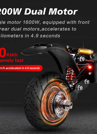 Stock High-Speed 70KM/H 3200W Dual Motors Foldable Adult Electric Scooter 10-Inch Wheel All Roads Silent Tires Long Battery Life - riparo82