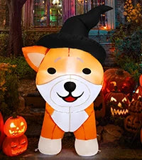 COMIN 5FT Halloween Inflatable Skull Skeleton Pumpkin Head Built-in LEDs for Indoor Outdoor Yard Lawn Decorations for Parties