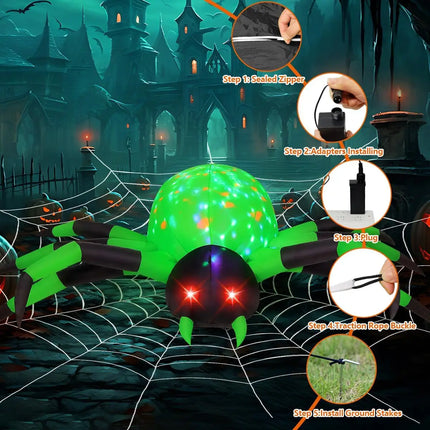 COMIN 9FT Wide Halloween Inflatable Spider Outdoor Decorations Giant LED Yard Garden Party Lawn Decoration New Arrival